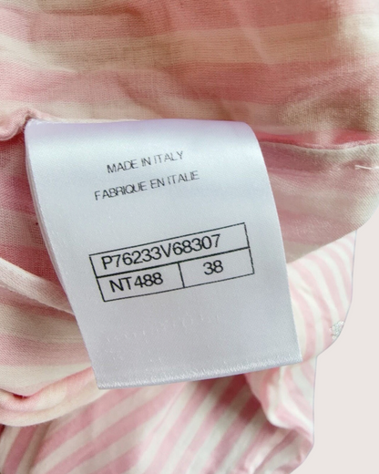 Chanel 24M Coco Beach Striped Logo Trousers Pink, White FR 38