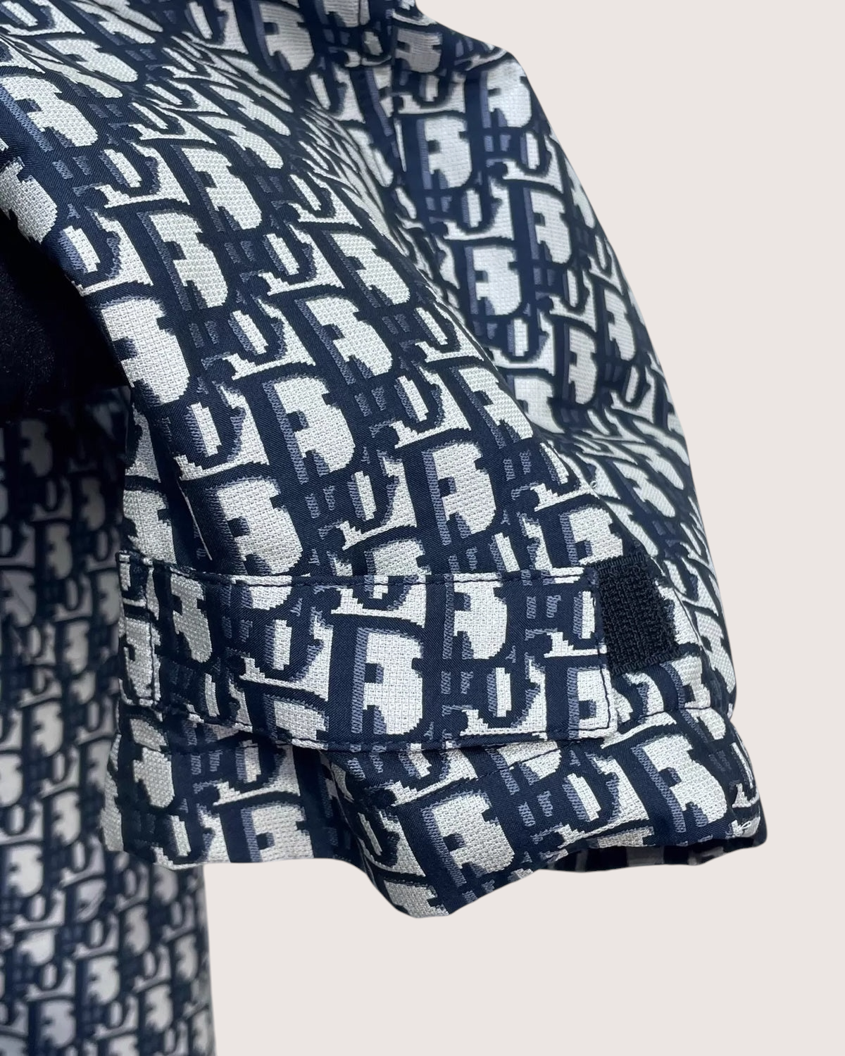 Christian Dior Monogram Zip-Up Hooded Jacket Blue, Beige/Ecru FR 36