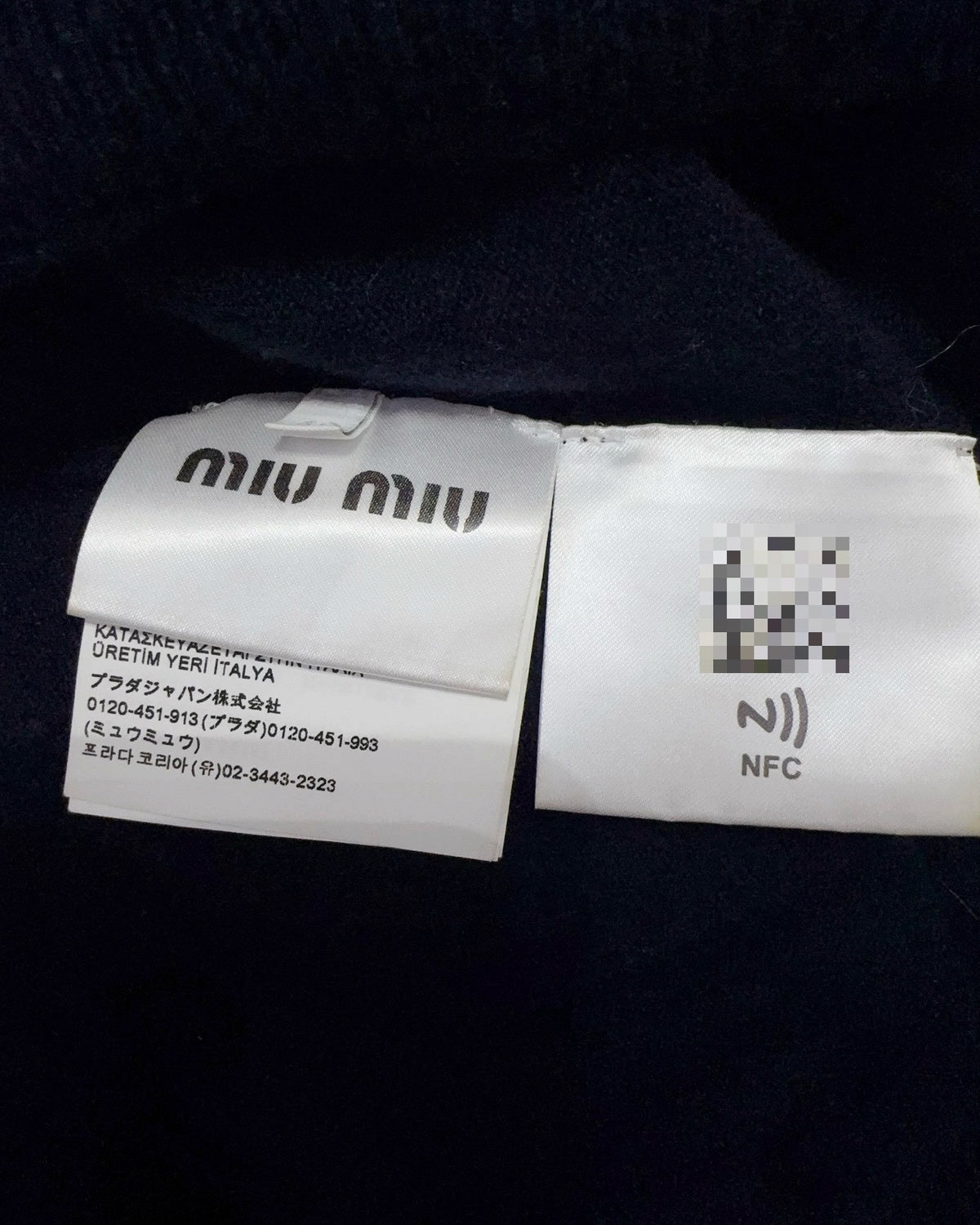 Miu Miu Wool Two-Tone Cardigan Navy, White FR 40