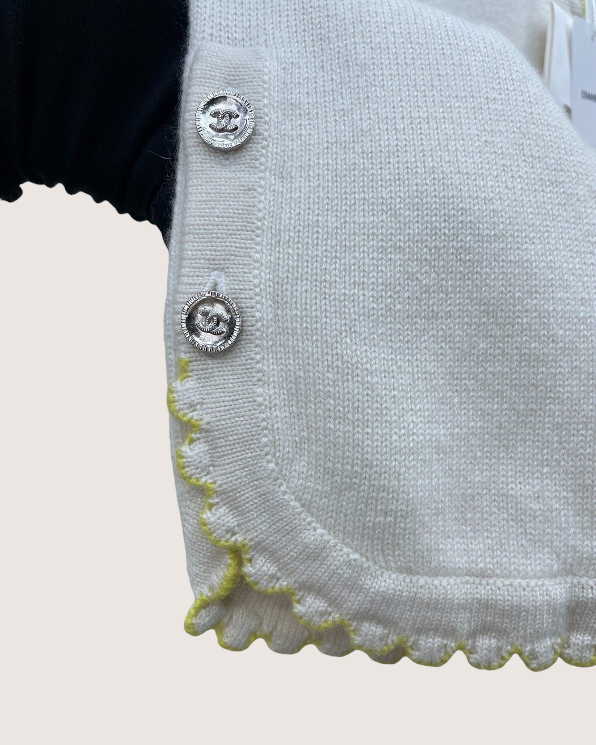 Chanel 25C Cashmere Cardigan White, Yellow FR 34