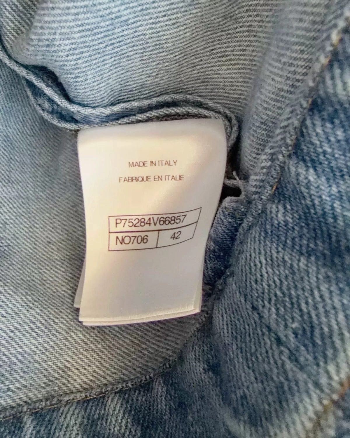 Chanel 23A Camellia Denim Jacket Blue, White FR 42