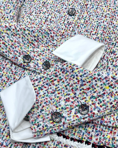 Chanel 25C Sequin Tweed Jacket White, Multicolor FR 34