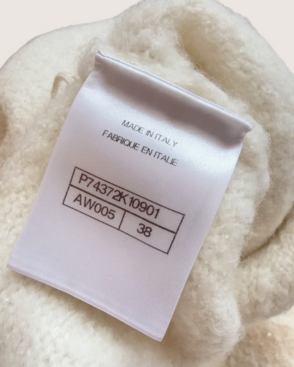 Chanel 23N Coco Neige Cashmere Wide-Leg Trousers Beige/Ecru FR 38