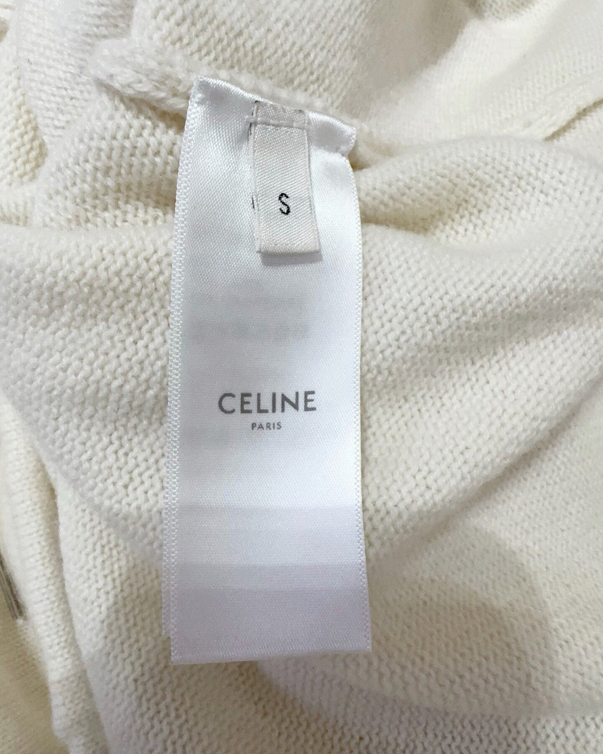 Celine Cashmere Logo Sweater Beige/Ecru, Navy FR 36