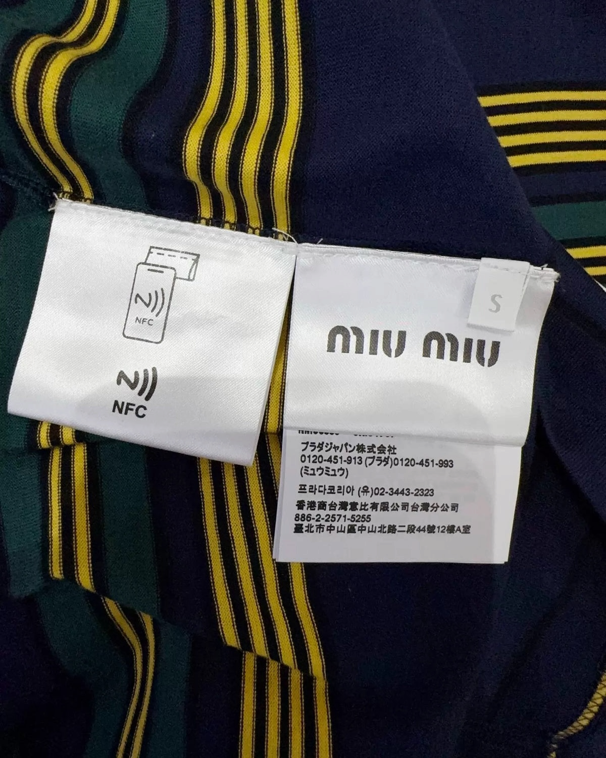Miu Miu Striped T-Shirt Navy, Green, Multicolor FR 36