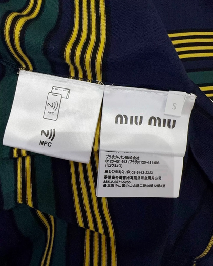Miu Miu Striped T-Shirt Navy, Green, Multicolor FR 36
