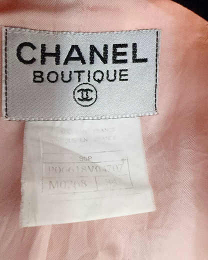Chanel 96P Belted Tweed Coat Pink, White FR 34