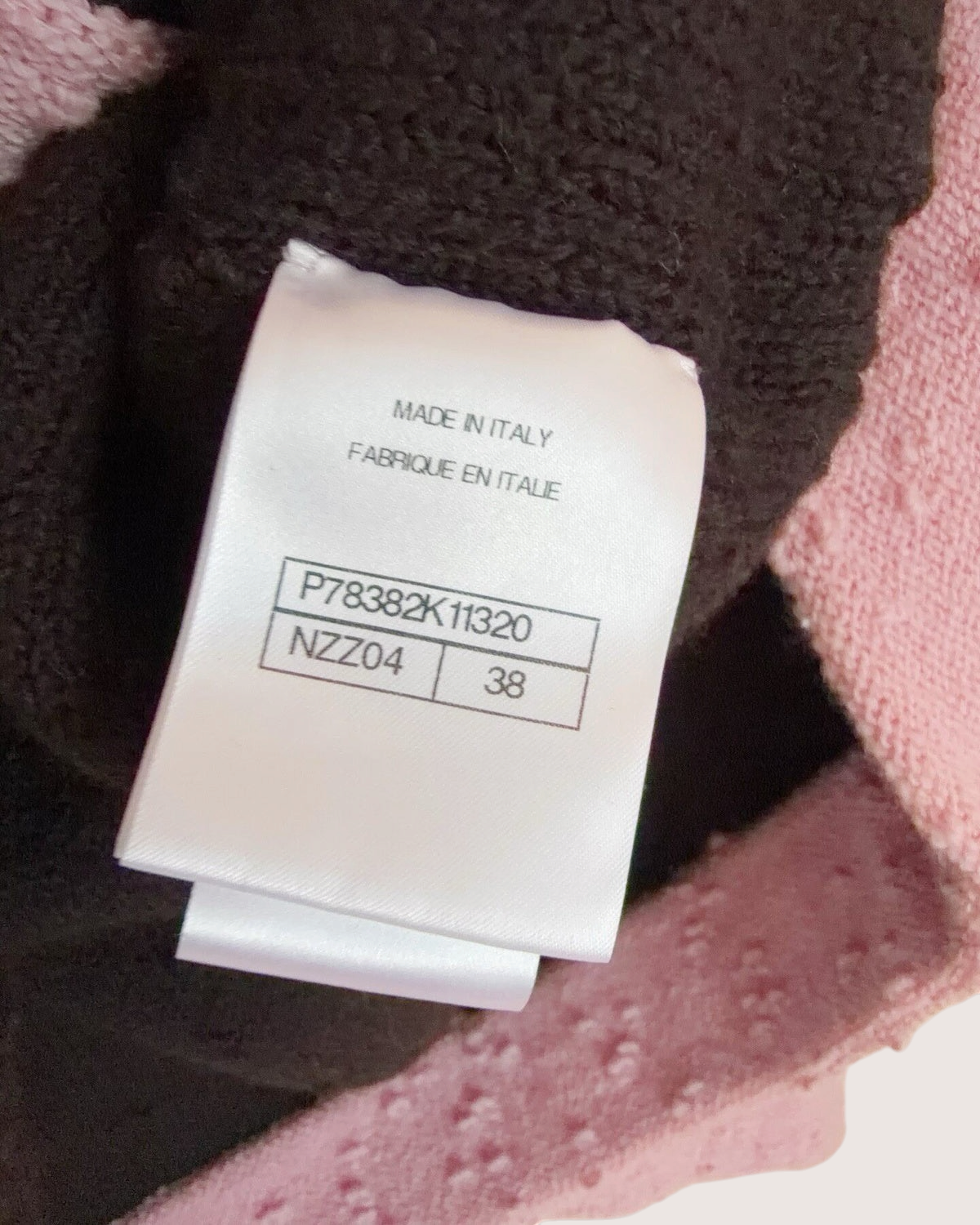 Chanel 24K Belted V-Neck Wool Sweater Black, Pink FR 38