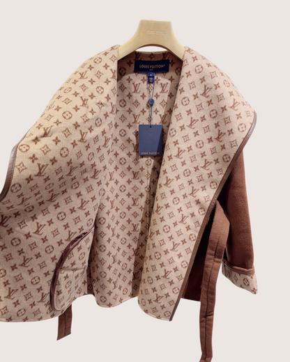 Louis Vuitton Monogram Belted Coat Brown, Beige/Ecru FR 32