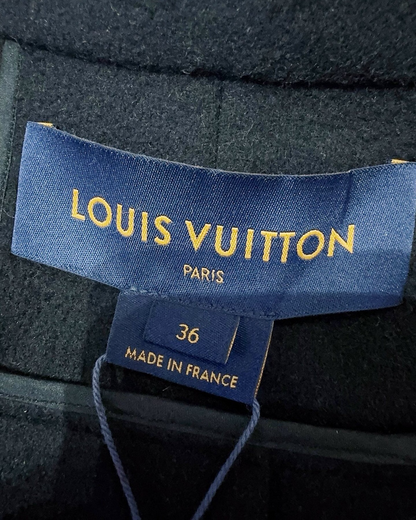 Louis Vuitton Wool Cape Coat Navy FR 36
