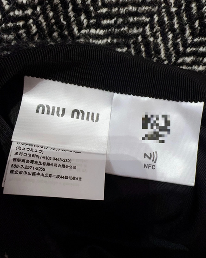 Miu Miu Herringbone Tweed Mini Skirt Black, White FR 38