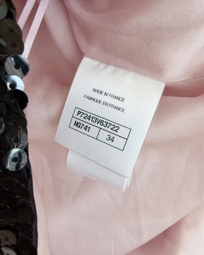 Chanel 22P Sequin Mini Dress Pink, Black FR 34