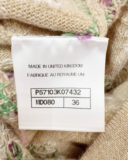 Chanel Floral Pocket Dress Beige/Ecru, Pink, Green, Multicolor FR 36