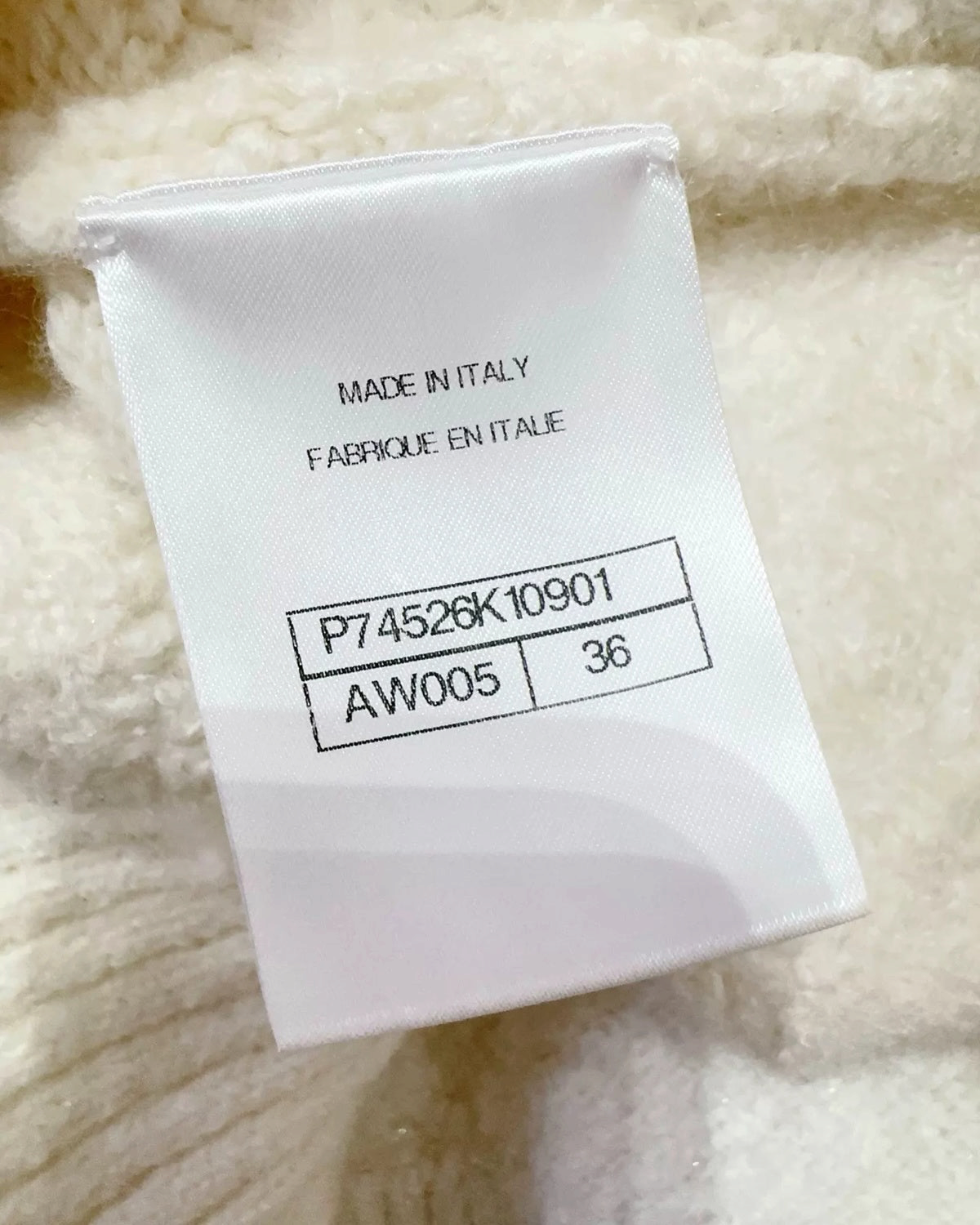 Chanel 23N Coco Neige Wool Bouclé Turtleneck Sweater White FR 36