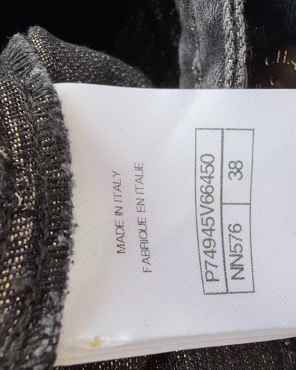 Chanel 23S Belted Wide-Leg Denim Jeans Black FR 38