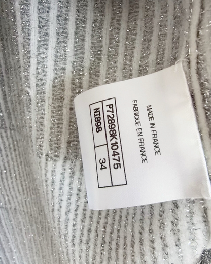 Chanel 22A CC Tie-Front Top Silver, Grey FR 34