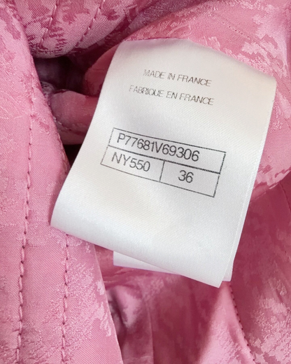 Chanel 24A Houndstooth Tweed Coat Black, White, Pink FR 36