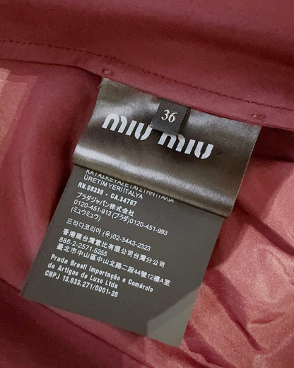 Miu Miu Colorblock Zip-Pocket Mini Dress Burgundy, Grey FR 36