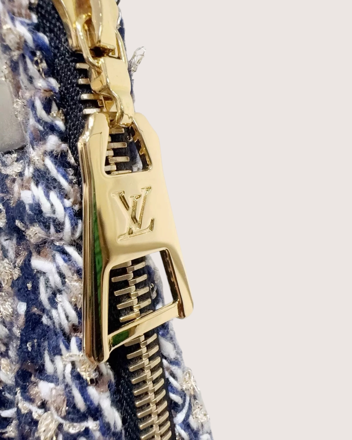 Louis Vuitton Tweed Chain-Strap Mini Skirt Navy, White, Multicolor FR 34