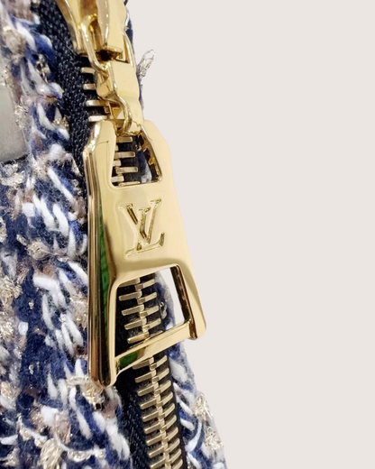 Louis Vuitton Tweed Chain-Strap Mini Skirt Navy, White, Multicolor FR 34