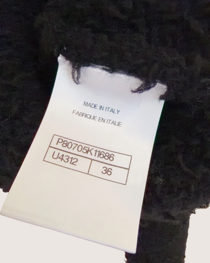 Chanel 25K Wool Contrast-Trim Four-Pocket Cardigan Black, Beige/Ecru FR 36