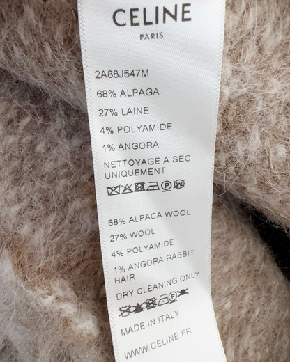 Celine Mohair Hooded Sweater Beige/Ecru, Brown FR 36