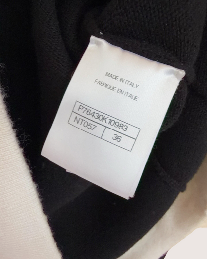 Chanel 24C Cashmere Two-Tone Cardigan Black, Beige/Ecru FR 36