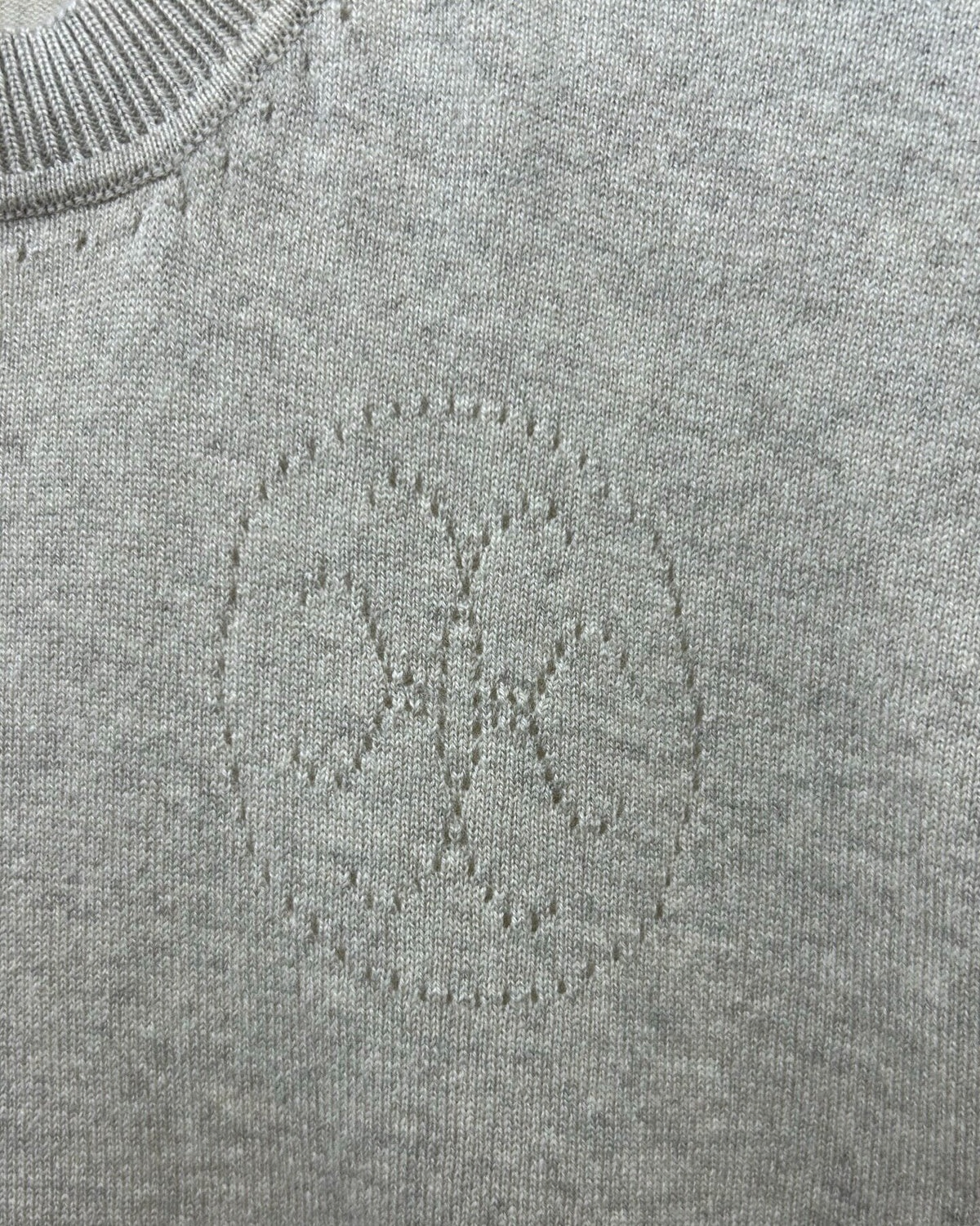 Hermès Cashmere Short-Sleeve Logo Sweater Grey FR 36