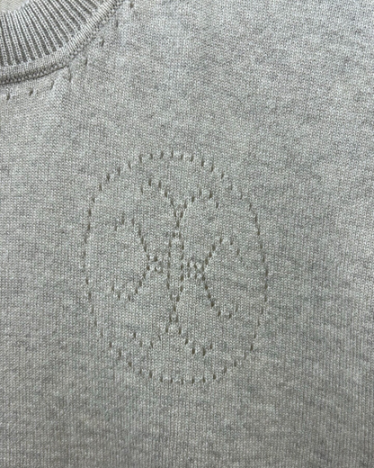 Hermès Cashmere Short-Sleeve Logo Sweater Grey FR 36
