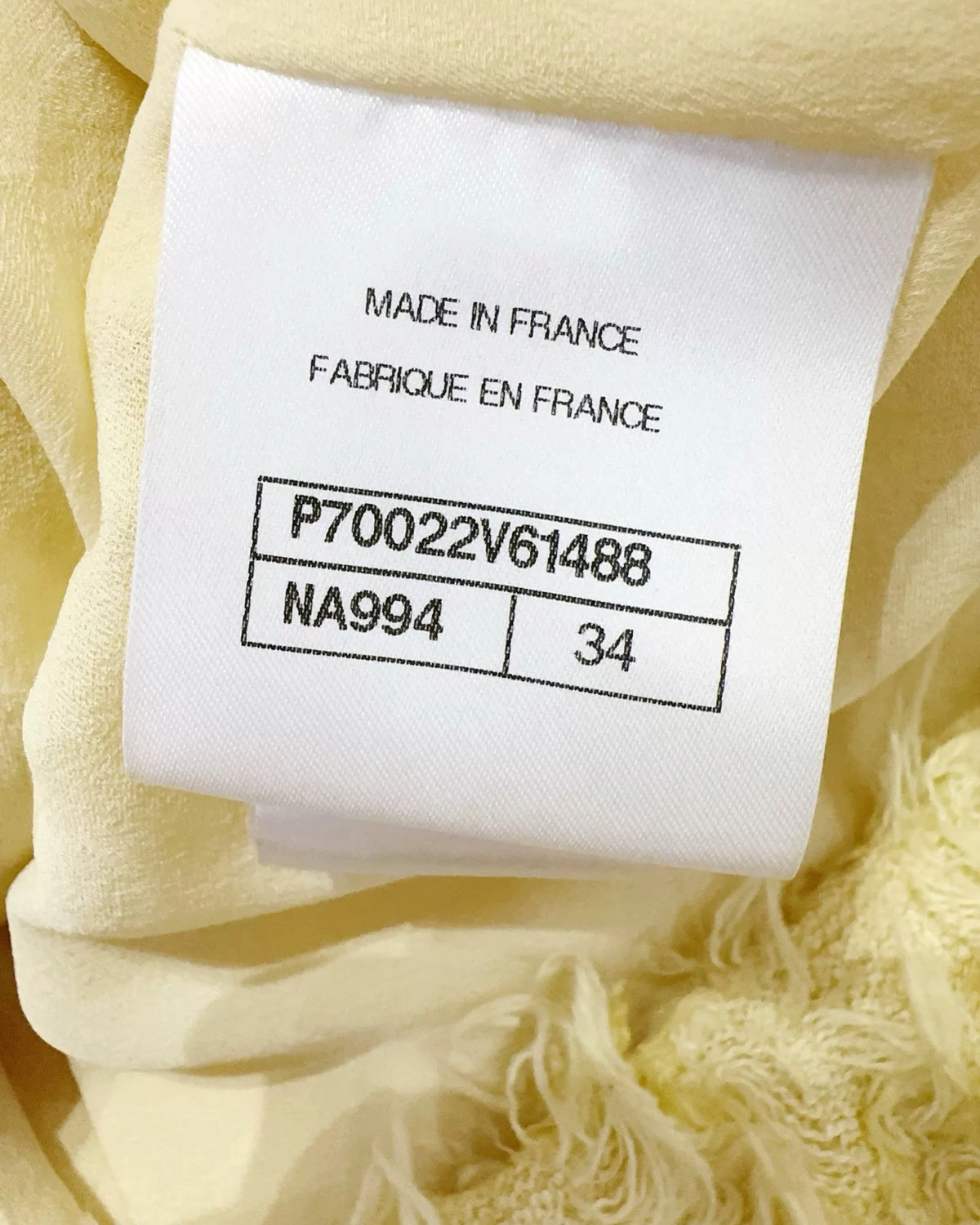 Chanel 21C Fringe Tweed Jacket Yellow, Beige/Ecru FR 34