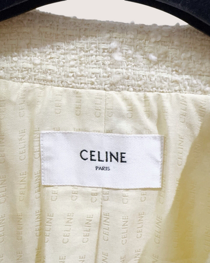 Celine Tweed Jacket Beige/Ecru, Gold FR 34