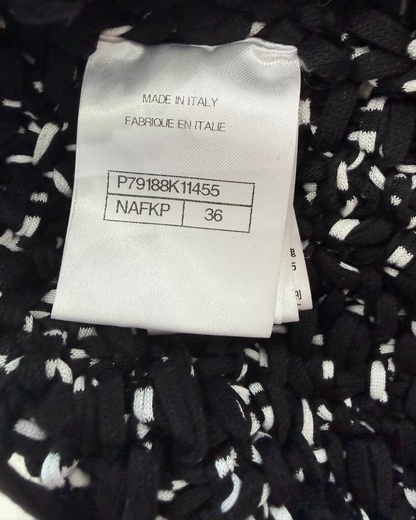 Chanel 25P Crystal-Trim Tweed Jacket Black, White FR 36