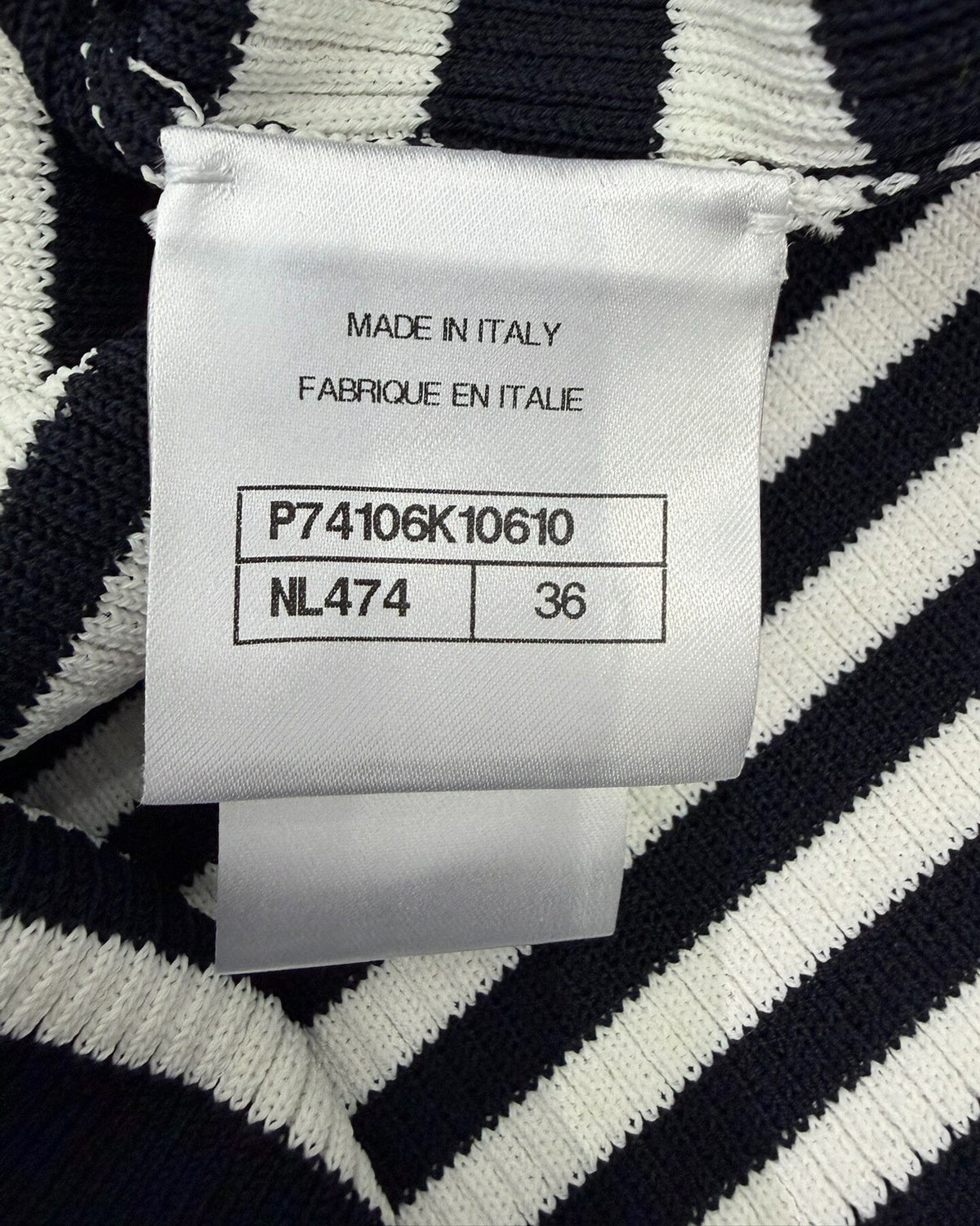 Chanel 23C Striped Cardigan Navy, White FR 36