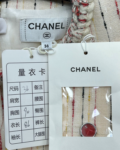 Chanel 26B Tweed Mini Dress Beige/Ecru, Multicolor FR 36