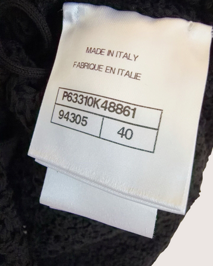 Chanel 20P Camellia Openwork Maxi Dress Black FR 40