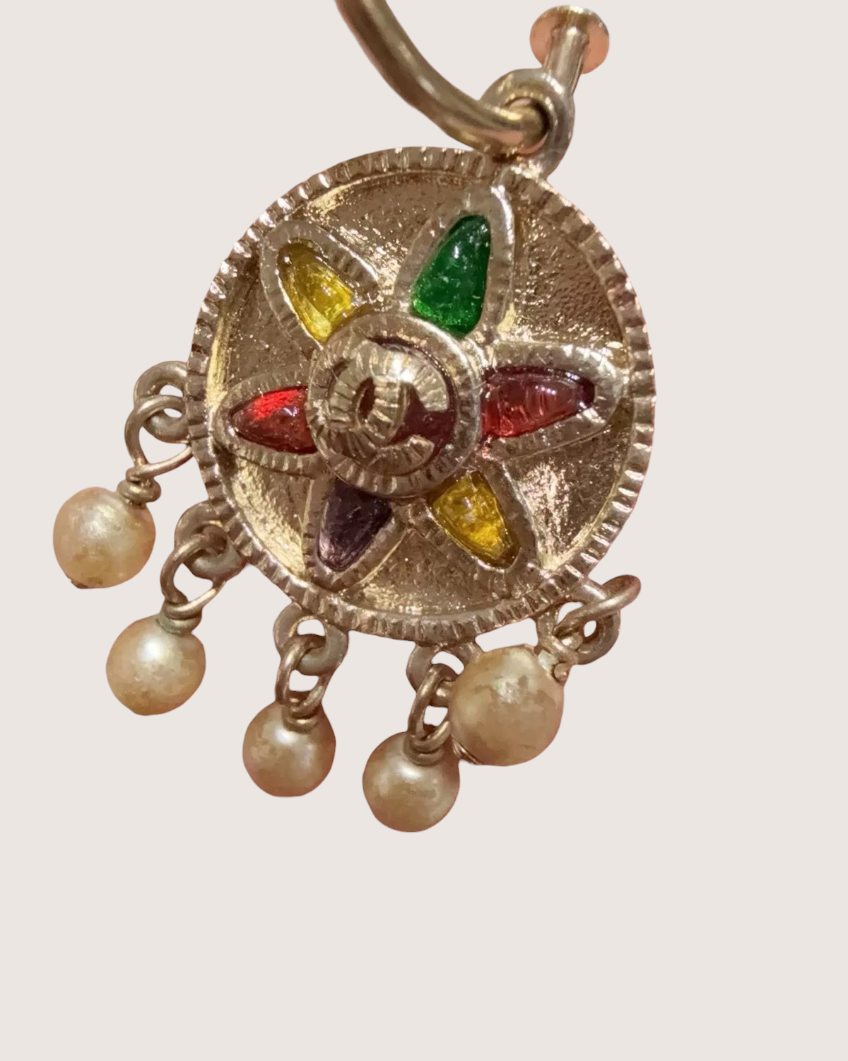 Chanel 07P Gripoix Medallion Earrings Gold, Beige/Ecru, Multicolor One Size