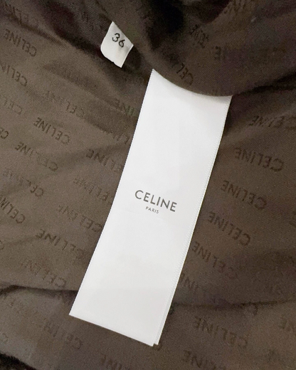 Celine Collarless Cropped Tweed Jacket Black FR 34