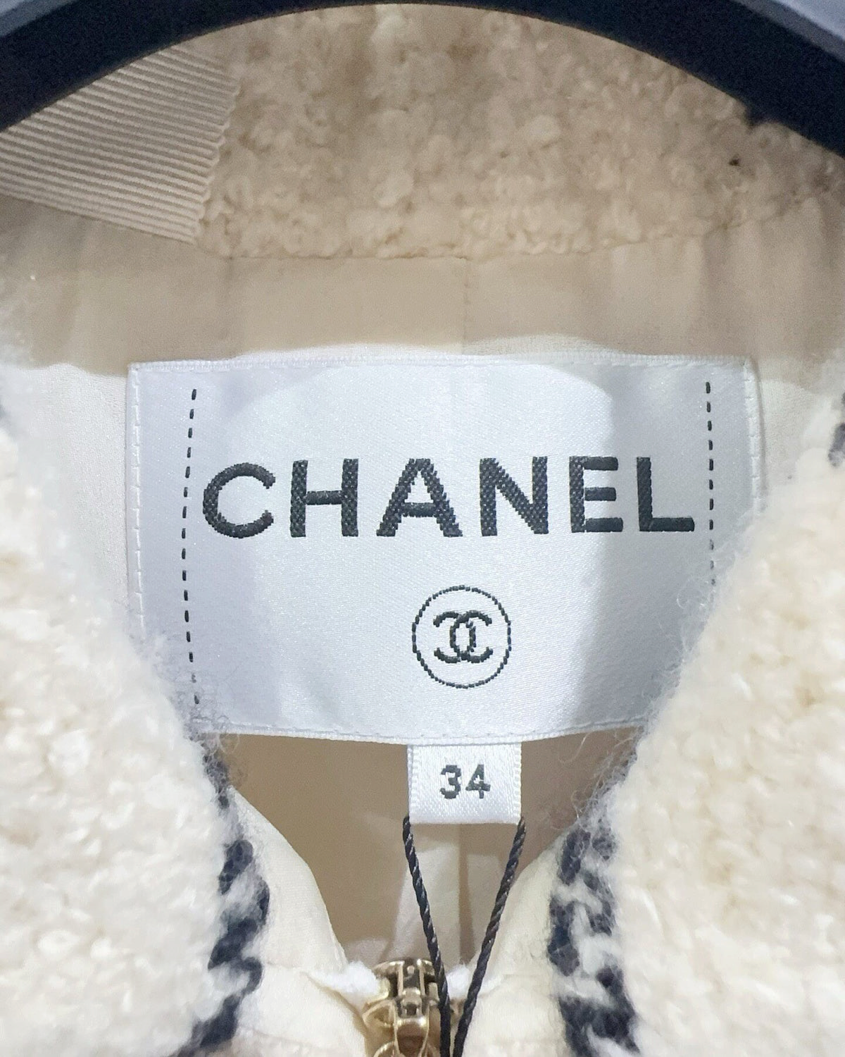 Chanel 16K Tweed Jacket Black, Beige/Ecru FR 34