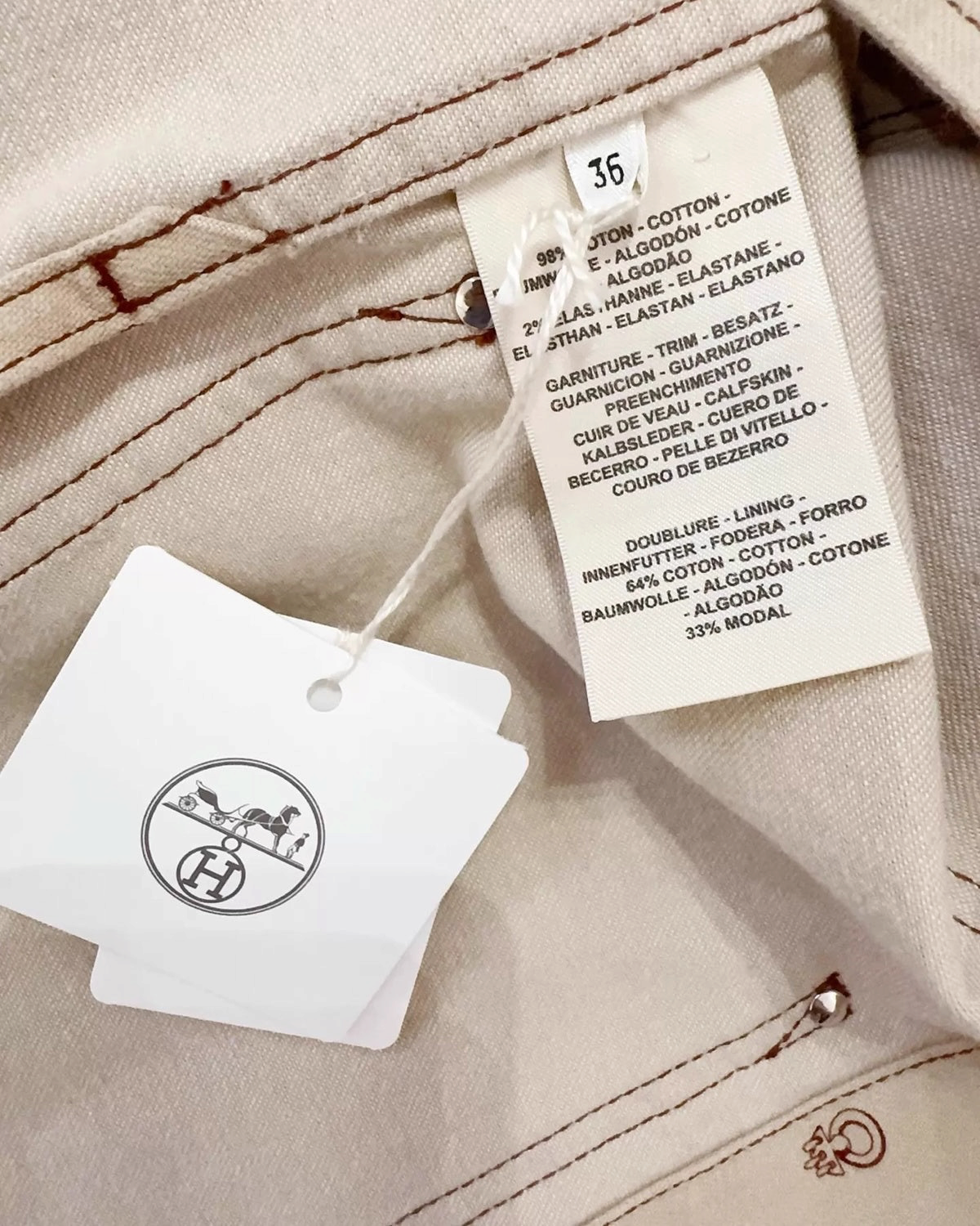 Hermès Printed Jacket Beige/Ecru, Brown FR 36