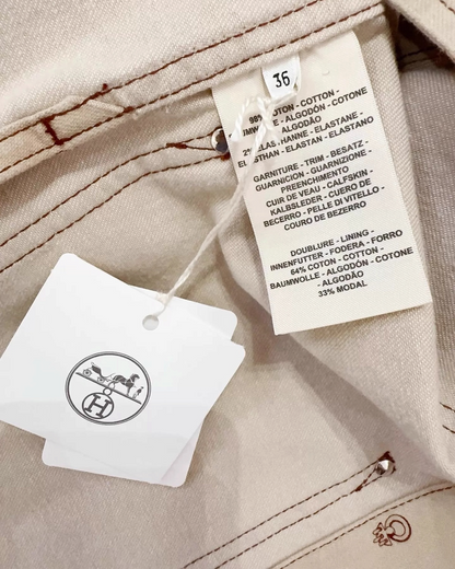 Hermès Printed Jacket Beige/Ecru, Brown FR 36
