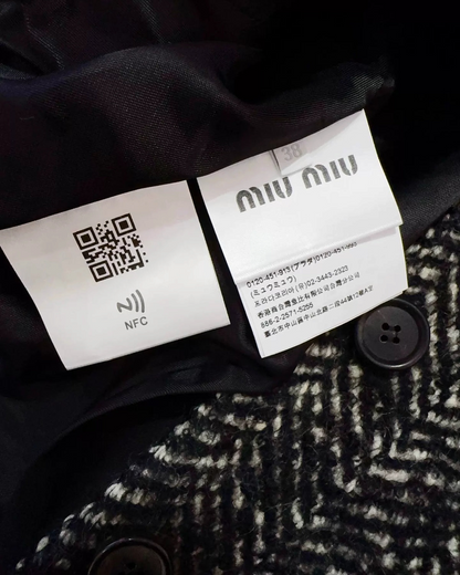 Miu Miu Tweed Herringbone Jacket Black, White FR 38