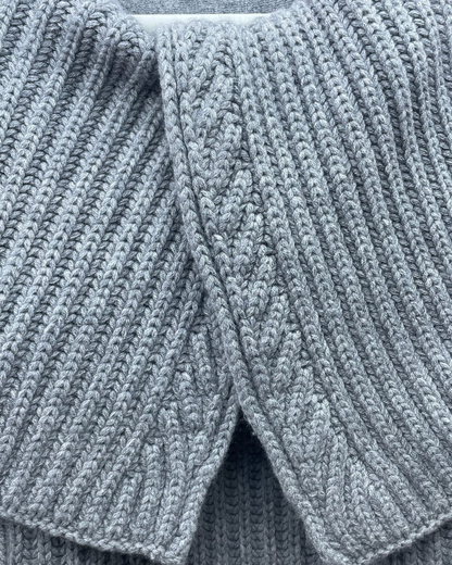 Hermès Cashmere Oversized-Collar Zip-Up Cardigan Grey FR 36