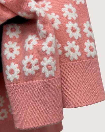Chanel 22P Cashmere Floral CC Sweater Pink, White FR 34
