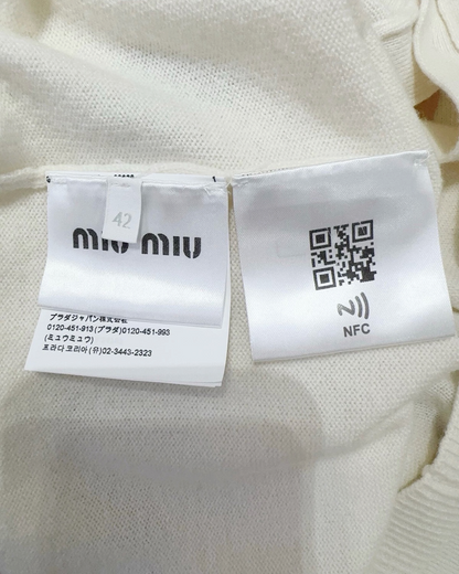 Miu Miu Cashmere Colorblock Cardigan White, Black FR 38