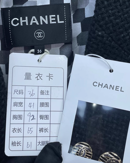 Chanel 21P Tweed Blazer Jacket Black FR 36