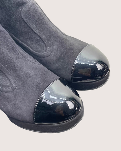 Chanel 23B Suede Ankle Boots Black ["EU 35.5"]