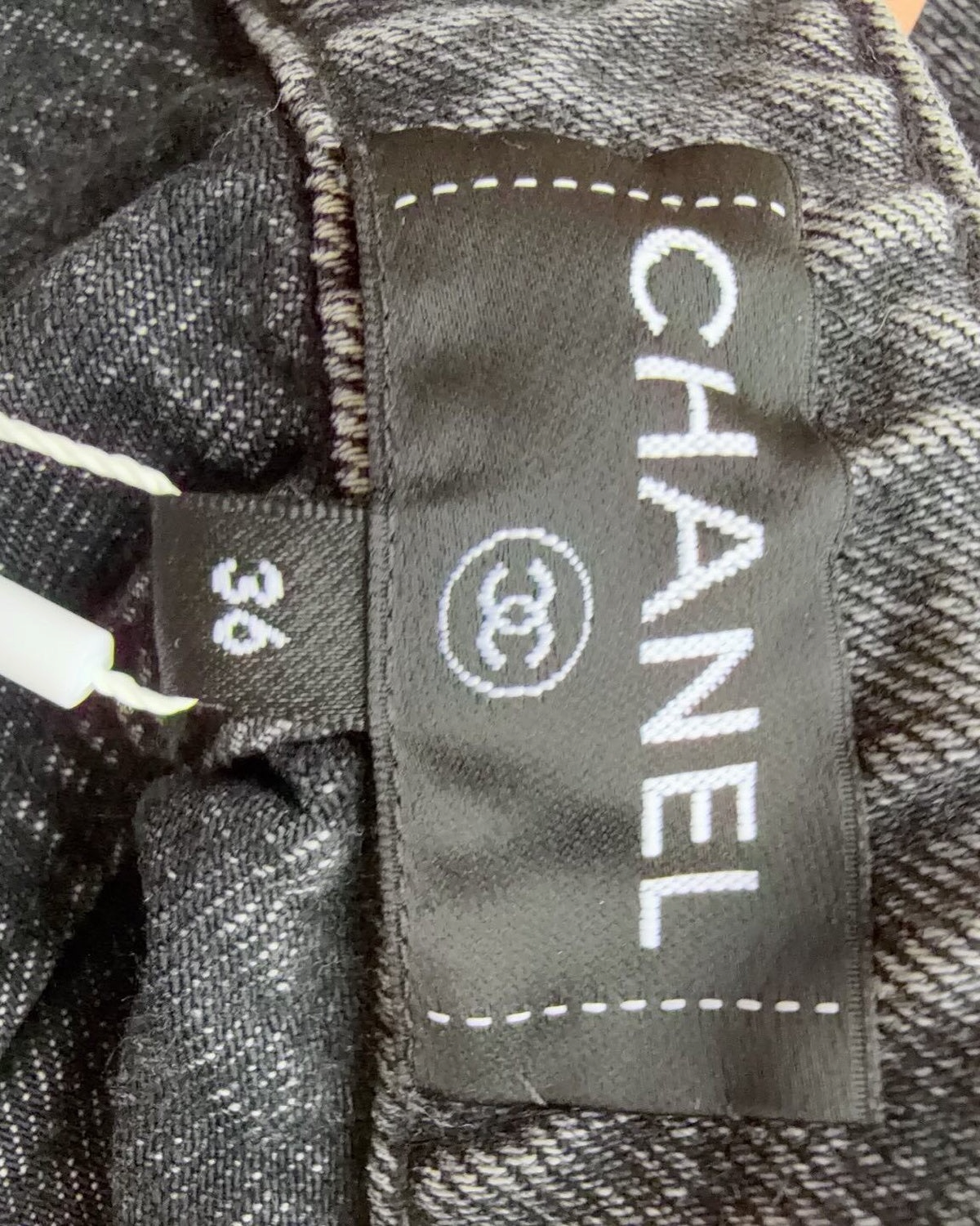 Chanel 26A CC Wide-Leg Denim Jeans Black FR 36