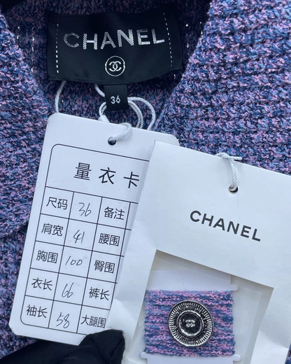 Chanel 25P Tweed Jacket Purple FR 36
