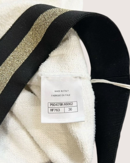 Chanel 19C Contrast-Trim Trousers White, Black FR 36