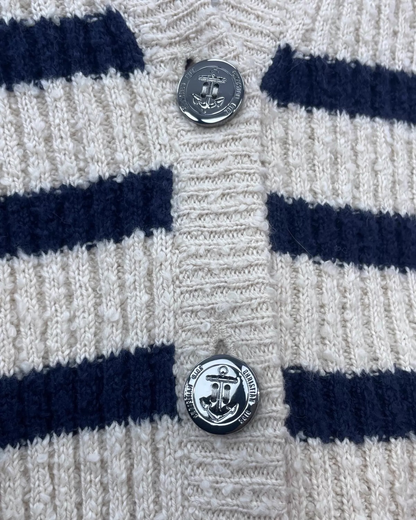 Christian Dior Striped Cardigan & Tank Top Set White, Navy FR 36